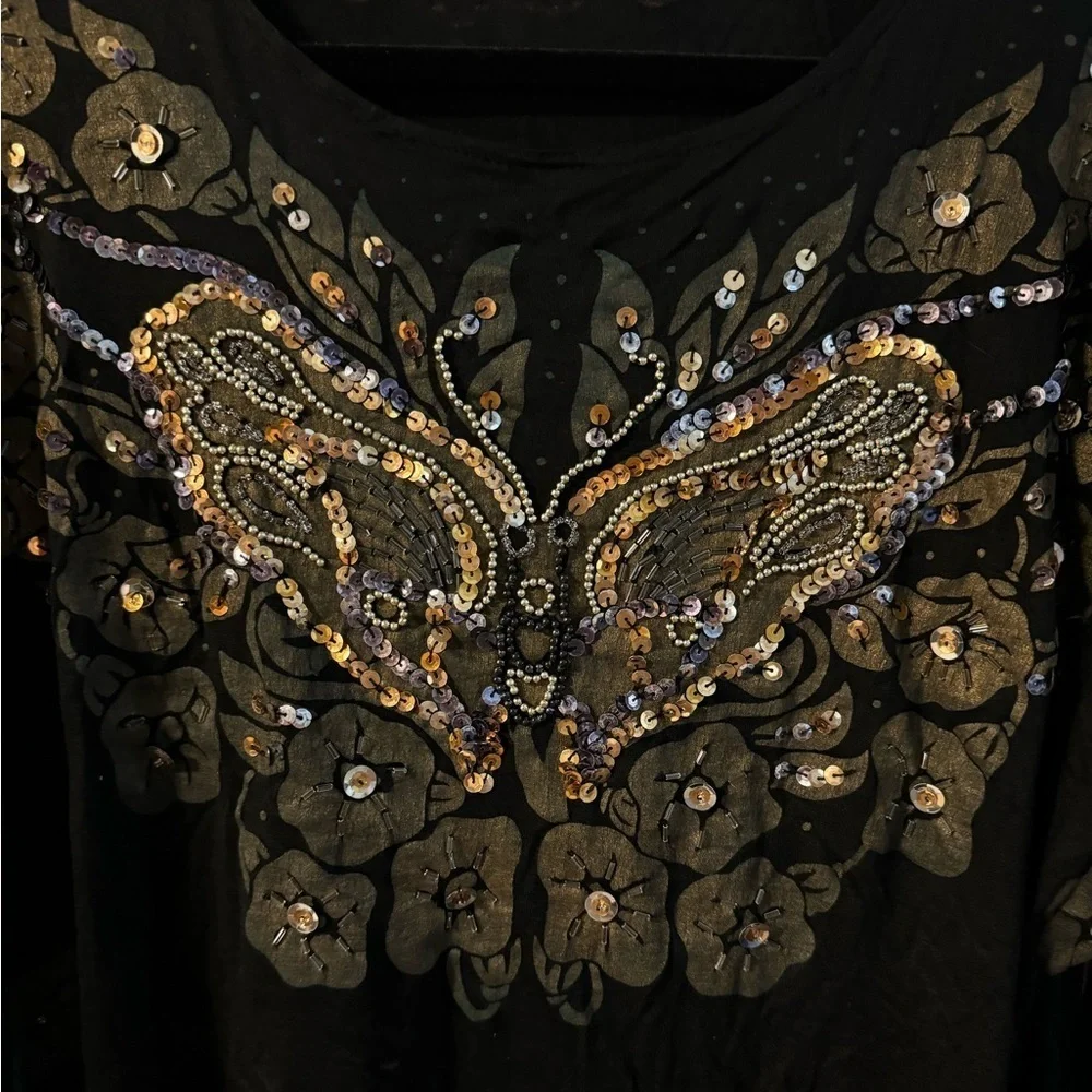 Y2K Embellished Beaded Butterfly Sparkle Floral Fairy Whimsicalgoth Vintage Boho - Picture 3 of 15